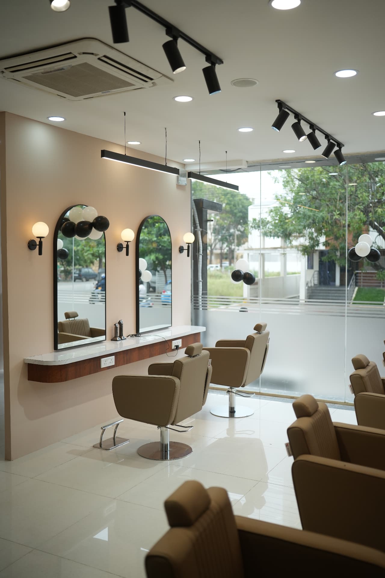 Bright styling area with street-facing windows
